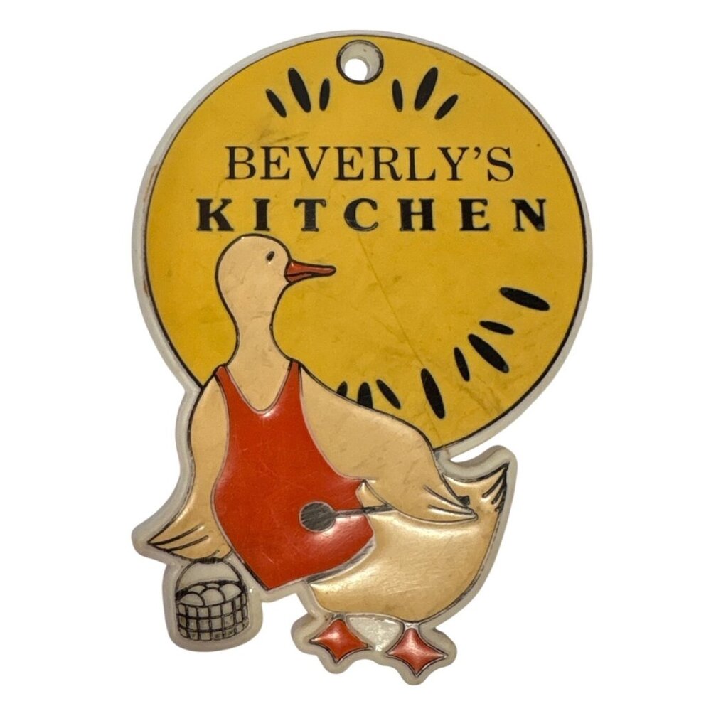 Beverlys Kitchen Duck Magnet Vintage PTM Industries 4.5" Yellow & Red Plastic